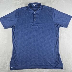 Peter Millar Summer Comfort Polo Shirt Men's XL Blue Geometric Golf Performance